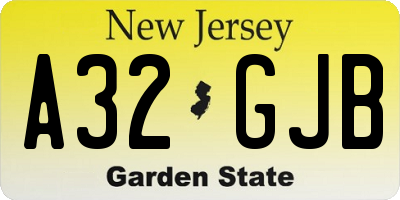 NJ license plate A32GJB