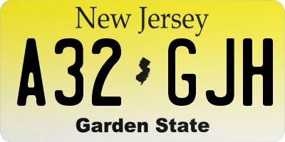NJ license plate A32GJH