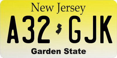 NJ license plate A32GJK