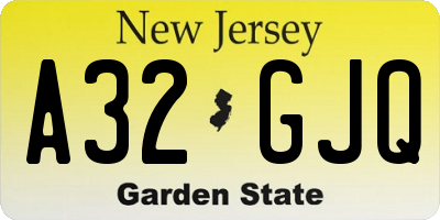 NJ license plate A32GJQ