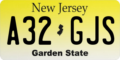NJ license plate A32GJS