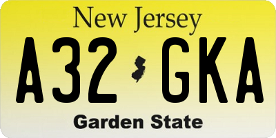 NJ license plate A32GKA