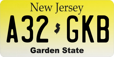 NJ license plate A32GKB