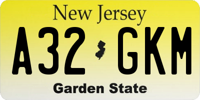 NJ license plate A32GKM
