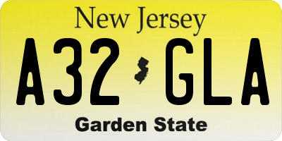 NJ license plate A32GLA