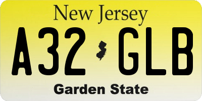 NJ license plate A32GLB