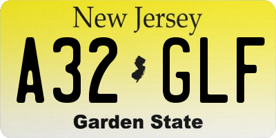 NJ license plate A32GLF