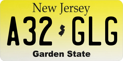 NJ license plate A32GLG