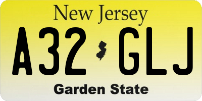 NJ license plate A32GLJ