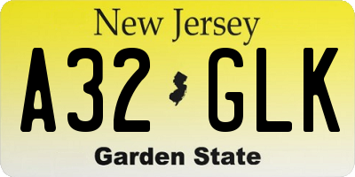 NJ license plate A32GLK