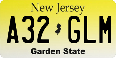 NJ license plate A32GLM