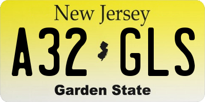 NJ license plate A32GLS