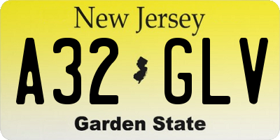 NJ license plate A32GLV