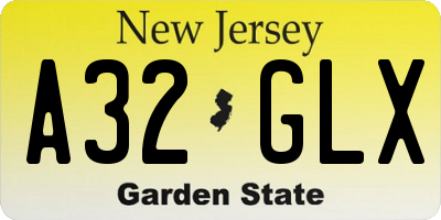 NJ license plate A32GLX