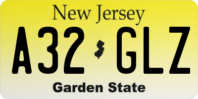 NJ license plate A32GLZ