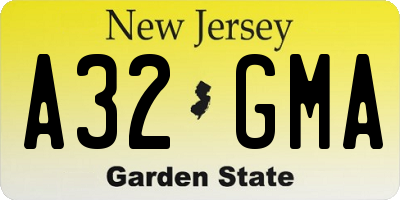NJ license plate A32GMA