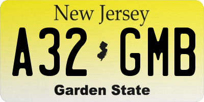 NJ license plate A32GMB