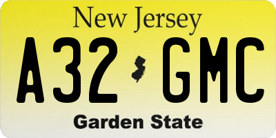 NJ license plate A32GMC