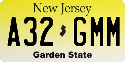 NJ license plate A32GMM