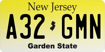NJ license plate A32GMN