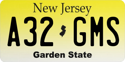NJ license plate A32GMS