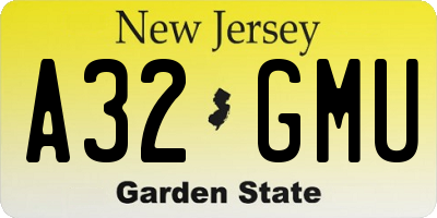 NJ license plate A32GMU