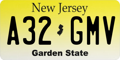 NJ license plate A32GMV