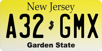 NJ license plate A32GMX