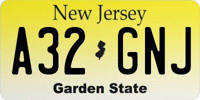 NJ license plate A32GNJ