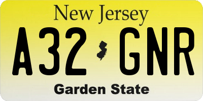 NJ license plate A32GNR