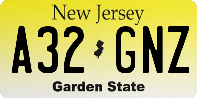 NJ license plate A32GNZ
