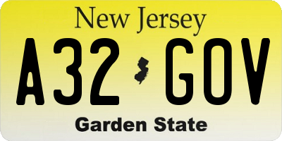 NJ license plate A32GOV