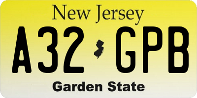 NJ license plate A32GPB