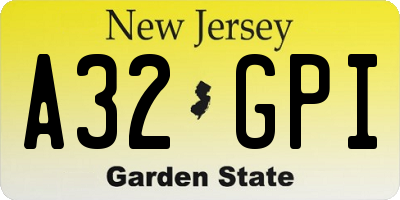 NJ license plate A32GPI