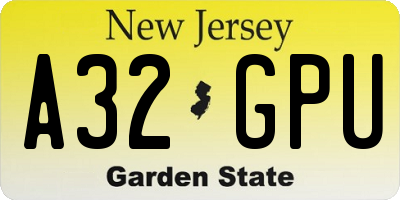 NJ license plate A32GPU