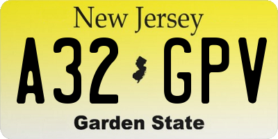 NJ license plate A32GPV