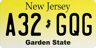 NJ license plate A32GQG