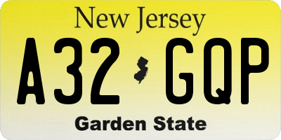NJ license plate A32GQP