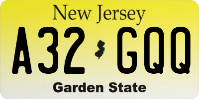 NJ license plate A32GQQ