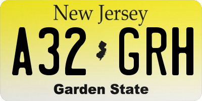 NJ license plate A32GRH