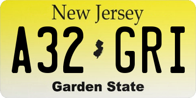 NJ license plate A32GRI
