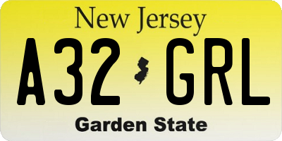 NJ license plate A32GRL