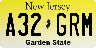 NJ license plate A32GRM