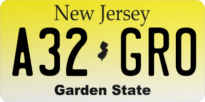 NJ license plate A32GRO