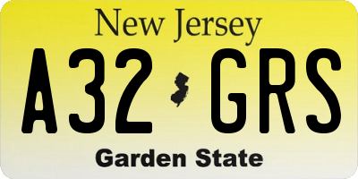NJ license plate A32GRS