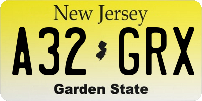 NJ license plate A32GRX