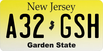 NJ license plate A32GSH