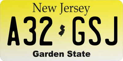 NJ license plate A32GSJ