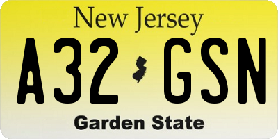 NJ license plate A32GSN
