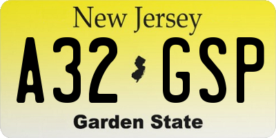 NJ license plate A32GSP